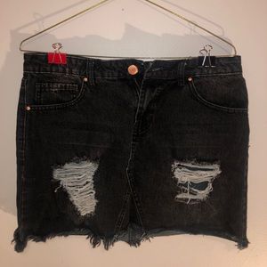 Black Denium ripped skirt